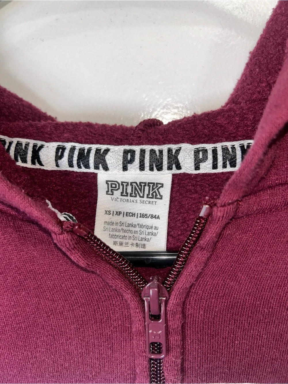 PINK Victoria's Secret Girls' Zip-Up Hoodie Jacket - Burgundy
